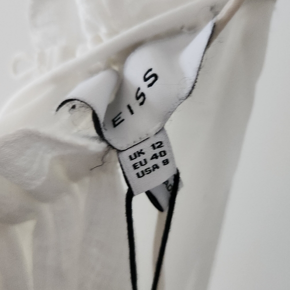 Reiss Gabriella Ruffle High Neck Linen Blend Shift Dress White 8 NWT - Picture 11 of 12